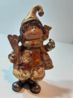 Ceramic smiling elf girl in cute dress and long hat - Christmas ceramic ornament