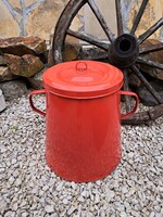 Usable 25-liter Jászkiséri red enameled enameled greaseproof barrel for sale in a peasant's thing