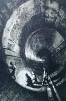 Hertay Mária: Metróépítés, rézkarc - szocreál grafika, 1960-as évek - Munkácsy Mihály-díjas grafikus