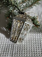 Régi retró műanyag ezüst színű lámpás karácsonyfadísz