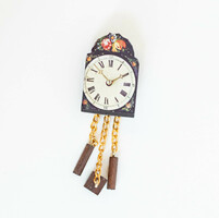 Last chance vintage mini wooden wall clock, farm clock - doll's furniture, doll's house accessory, miniature