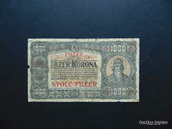 1000 Korona 1923 b 72 8-filer overstamp !