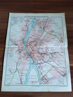 Budapest közlekedési térképe, Budapest helyi vasútjai jegyzékkel, Révai Nagy Lexikon egy lapja, 1911