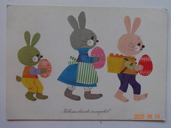 Régi grafikus húsvéti üdvözlő képeslap - Sóti Klára rajz