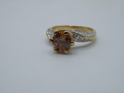 Uk0030 elegant orange and clear stone ring