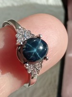 Star sapphire 925 silver ring 57