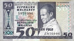 50 Francs 10 ariary 1974-75 Madagascar Malagasy Malgas unc