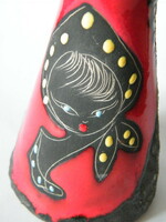 Retró, női alakot ábrázoló olasz kis láva váza