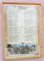 Our Hungarian national treasures. Anthem and hymn wall picture in a pair in a natural colored glazed wooden frame