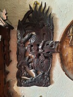 Antique Chinese dragon wood carving, wall relief, relief, negotiable