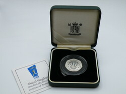 Uk0041 1998 England silver mirror struck 50 pence coin in coin holder with certificate