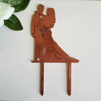 New, bronze-colored wedding cake decoration, insertable wedding couple silhouette