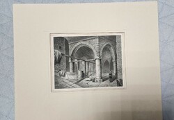 Cca 1860 Ludwig Rohbock RUDAS FÜRDŐ BUDA BUDAPEST ACÉLMETSZET METSZET PASZPARTU - BAN