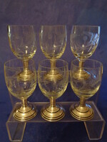 5 glass glasses with silver base