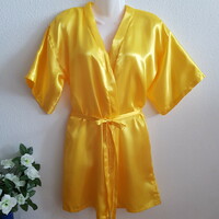 Lemon-yellow satin robe, ready-to-wear robe - approx. L-shaped