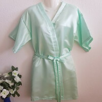 Mint green satin robe, ready-to-wear robe - approx. L-shaped