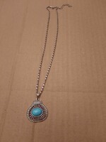 Medical metal, stainless steel, necklace with turquoise stones, negotiable