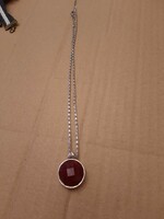 Medical metal, stainless steel, garnet stone necklace, negotiable