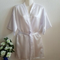 Snow white satin robe, robe in preparation - approx. L-shaped