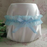 Light blue lace, floral bridal garter, thigh lace