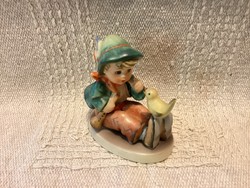 Hummel Goebel  fiú madárkával  jelzett porcelán figura