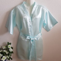 Light blue satin robe, making robe - approx. L-shaped