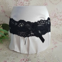 Rhinestone, black lace, black bow bridal garter, thigh lace