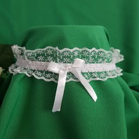 Snow white lace, white bow bridal garter, thigh lace