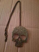 Medical metal, stainless steel, antique gold color, skull pendant necklace, negotiable