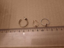 Medical metal, stainless steel, gold colored 2 rings, 1 earring, negotiable