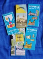 Debrecen térkép 6db, 1965-2004.