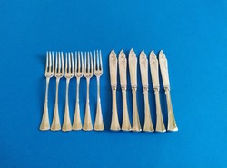 Silver 6-piece cake fork and 6-piece knife in English style