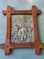 Pewter, embossed wall picture