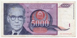 Jugoszlávia 5000 jugoszláv Dinár, 1991