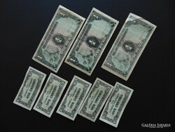 Japán 8 darab megszállási bankjegy LOT !