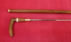 Dagger stick with bent handle, walking stick with retractable blade