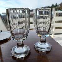 Antique Biedermeier polished (peeled) stemmed glass glasses, 2 pcs. Together