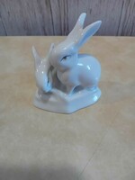 Ravenclaw porcelain bunny couple with gold painting