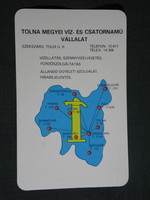 Card calendar, Tolna county water and sewerage company, Szekszárd, with map, 1982, (4)