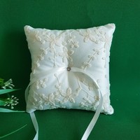 New, off-white, rhinestone, embroidered wedding ring pillow