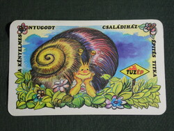 Card calendar, Northern Hungarian firebrand shoulder, Miskolc, graphic artist, snail, 1982, (4)