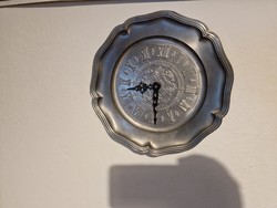 Pewter wall clock with faulty clock mechanism