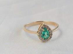 Gold ring brill/emerald