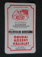 Kártyanaptár, Óbuda közért vállalat, élelmiszer ABC áruházak,Budapest, 1982,   (4)