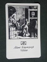 Card calendar, state book distribution company, Budapest, graphic designer, printing house anno, 1982, (4)