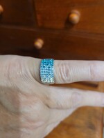 Swarovski style transitional silver ring