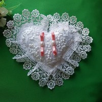 New, custom-made pink bow, floral, lace, heart-shaped snow-white wedding ring pillow
