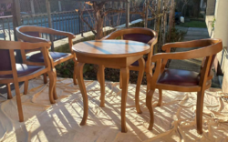 Bauhaus bükkfa és bordó bőr ülőgarnitúra