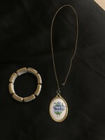 Herend porcelain jewelry set, bracelet and pendant with box m101