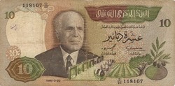 10 dinár dinars 1986 Tunézia